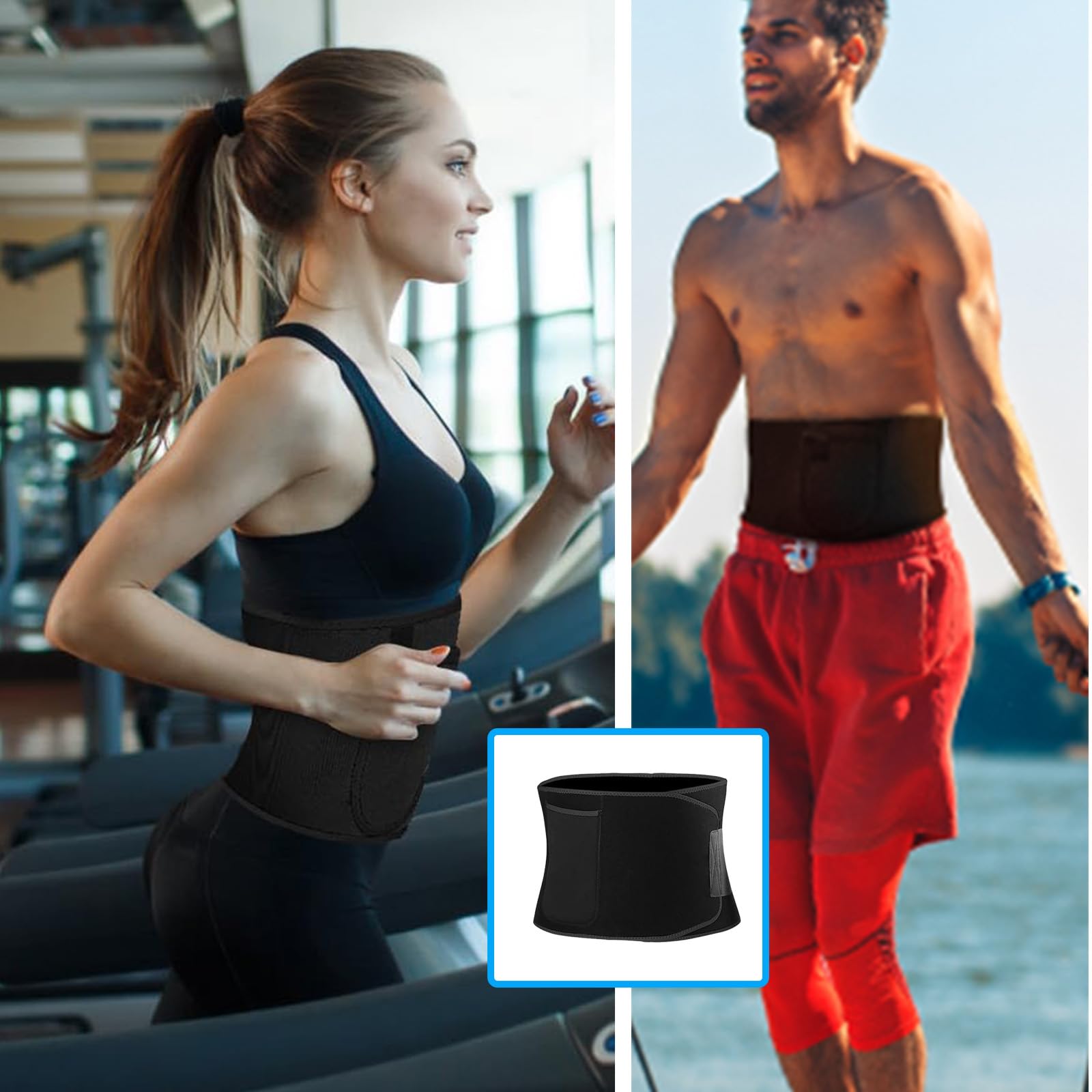 Cintura Dimagrante per Uomo e Donna, Applicazione Rapida ed Efficace Fascia Riduttrice per l'Addome, Nero