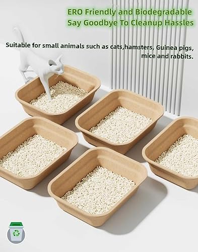 Miniatura 3 de ECO - Caja de arena desechable para gatos, paquete de 5 cajas de arena desechables para gatos y gatitos, caja de arena desechable pequeña gruesa,