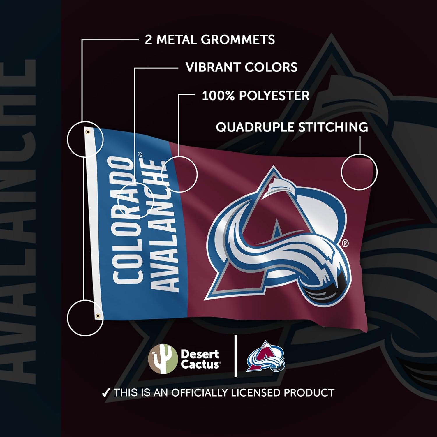 Desert Cactus Colorado Avalanche Flag NHL 100% Polyester Indoor Outdoor 3x5 feet National Hockey League Team Flags (Name Flag) - Image 4