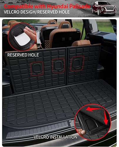 Miniatura 4 de Alfombrillas compatibles con Hyundai Palisade 2020-2024, forro de carga, protector de asiento trasero de elastómero termoplástico, accesorios de 7 y