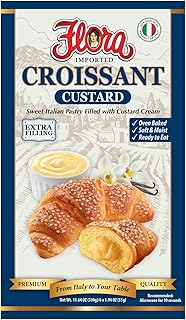 Flora Custard Croissants – Authentic Italian Pastry with Smooth Custard Filling | Soft, Oven-Baked & Ready to Eat | Imported from Italy (Pack of 6)