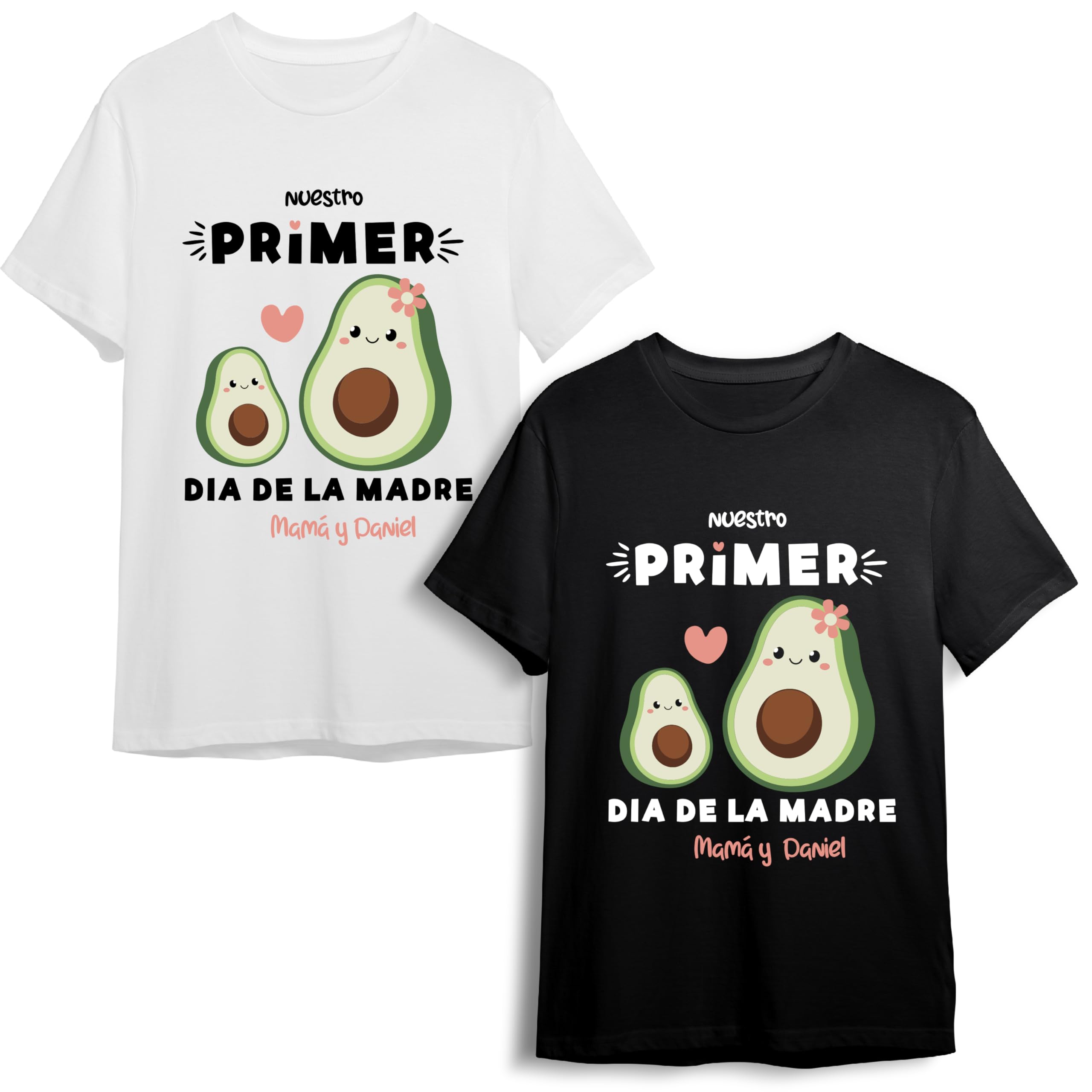 Evyre Regalo Dia de la Madre Camiseta Personalizada Mama e Hijo Body Bebe y Pack Divertida Regalo Original Conjunto Familia Aguacate Amor Mother Nombre Aguacate