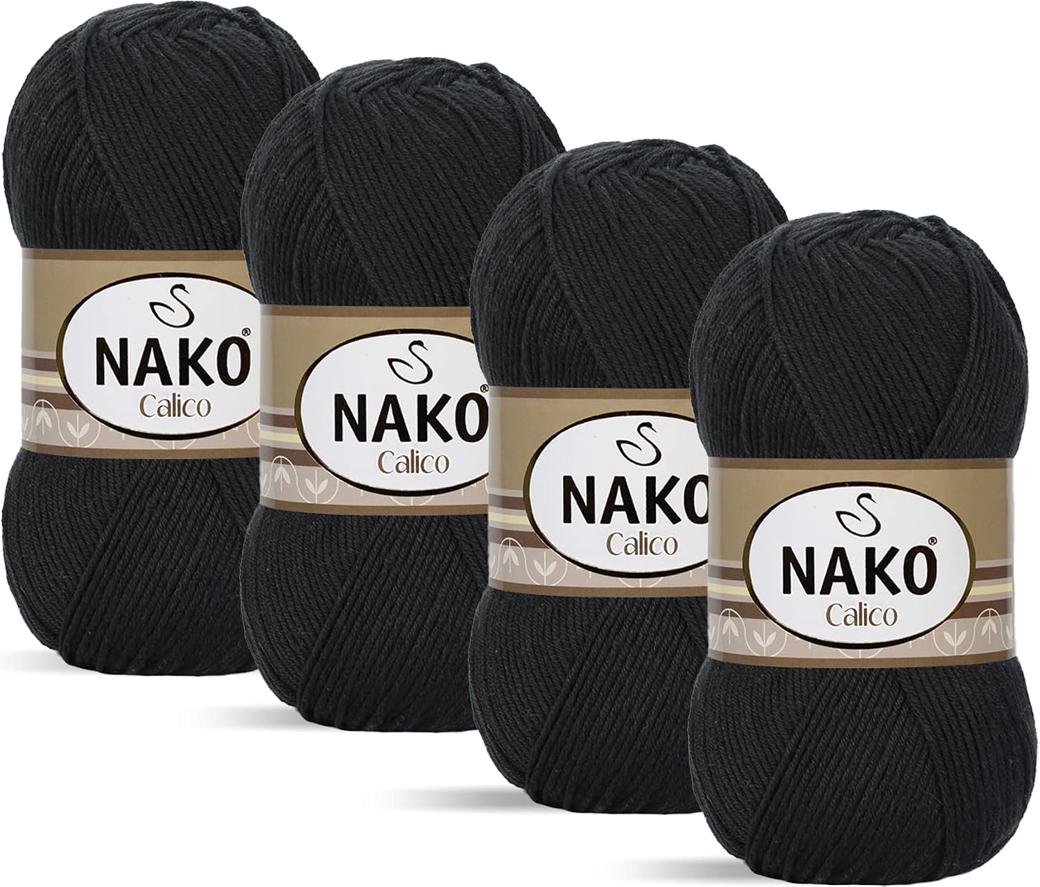 Nako Calico,Cotton Knitting Yarn,(4Balls) Each Skein(Ball) 3.53 Oz (100g),You can use it for Knitting Shawl, Dress, Cardigan, Sweater, Amigurumi, Bikini, Placemat, Shawl (Black 217)