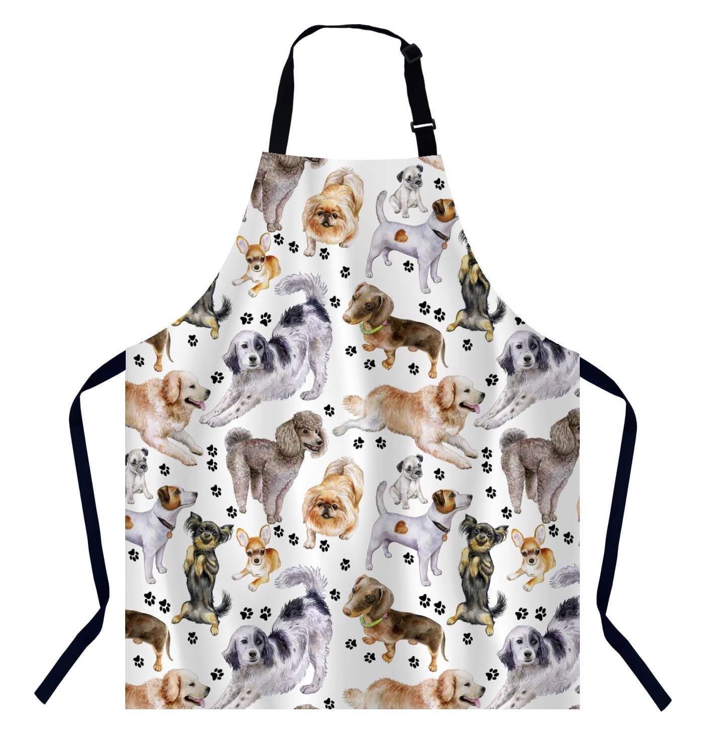 BGBDEIA Thoroughbred Dogs Apron for Women Men Adjustable Apron Cooking Kitchen Chef Apron for Home Kitchen Baking Gardening BBQ