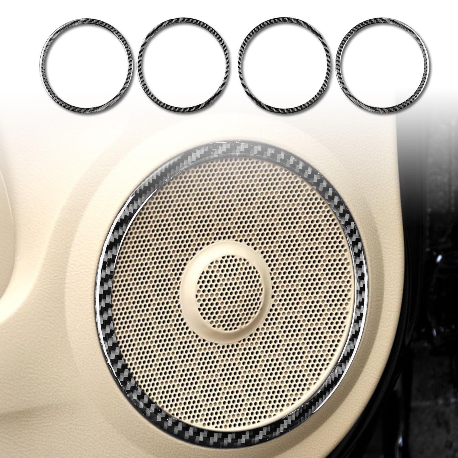 Real Premium Carbon Fiber Compatible with Honda CRV 2007 2008 2009 2010 2011 Accessories Car Door Speaker Rings Cover Sticker Decal Interior Trim
