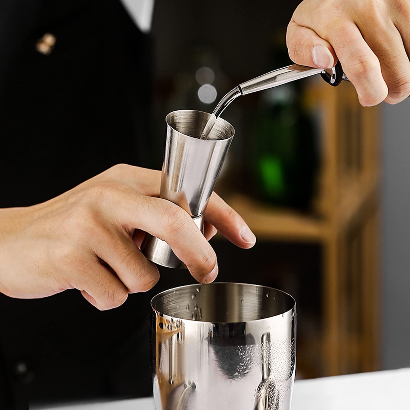 Juego de Coctelera Kit de Barman con Soporte|Juego de Barras de cóctel de cóctel para Mezcla de Bebidas-Herramientas de Barras Agitador de Cócteles (Color : C)