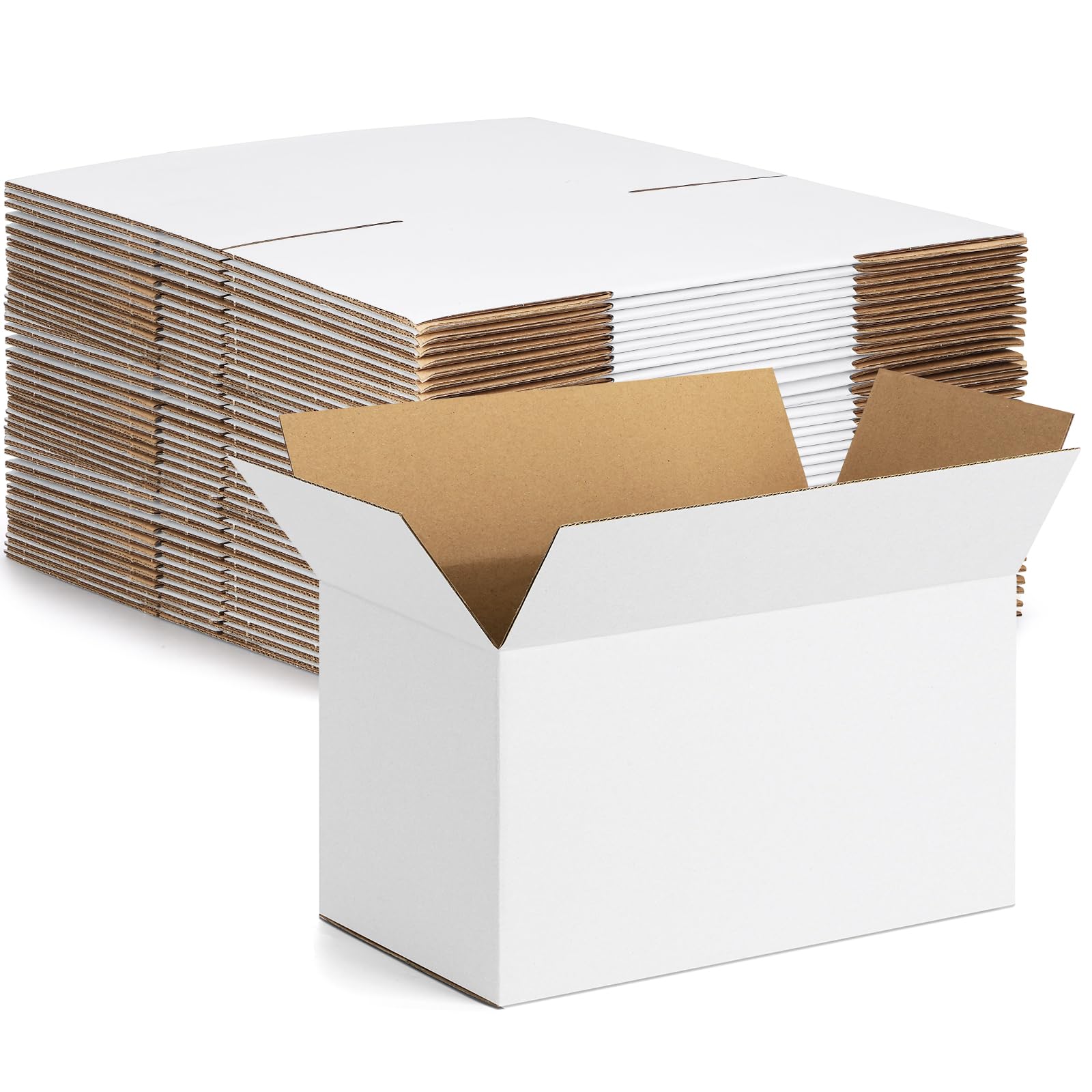 Photo 1 of Eupako 10x6x6-Small-Shipping-Boxes-30-Pack-White-Corrugated-Box-Mailers, Cardboard Boxes for Packaging Small Business, Mailing