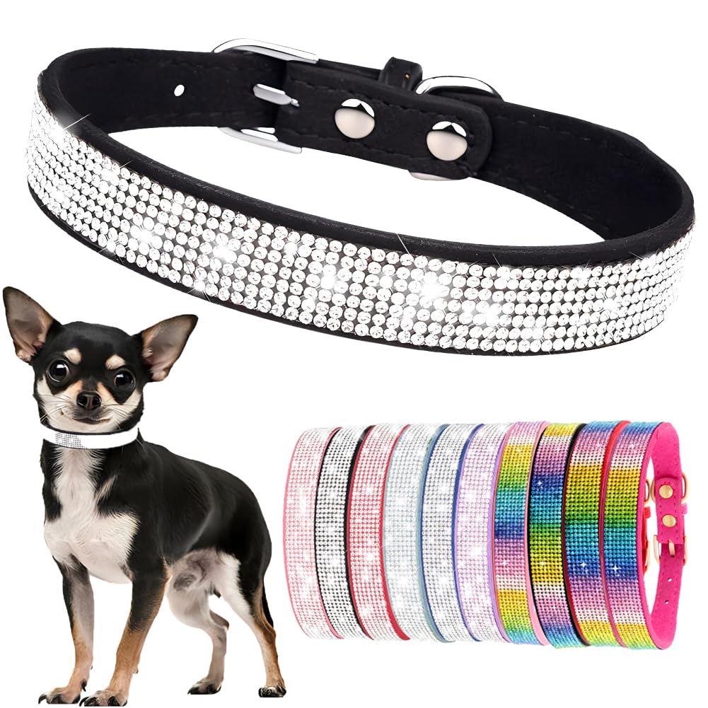 Collier pour chien et chat avec strass Hotlion noir taille M anti-irritation