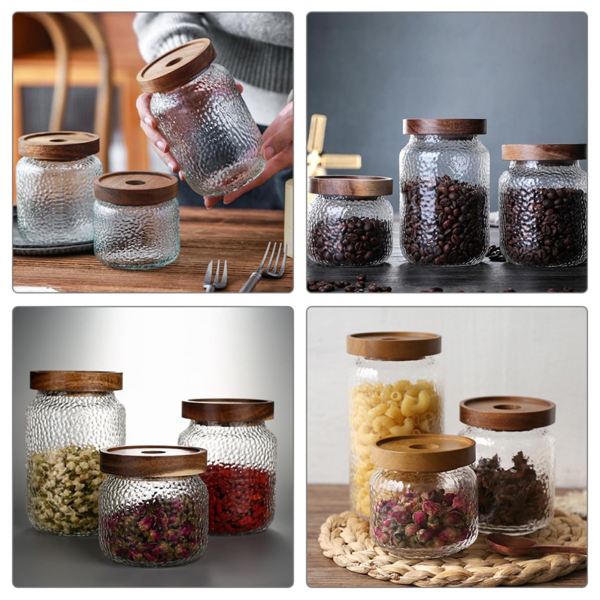POPETPOP Tarro de Cristal con Tapa de Madera, Hermético