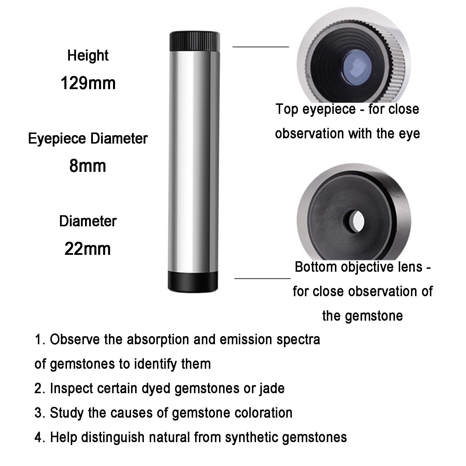 Edelstein-Vollspektrum-Prismenspektroskop 8-mm-Okular gemmologisches Taschenspektroskop