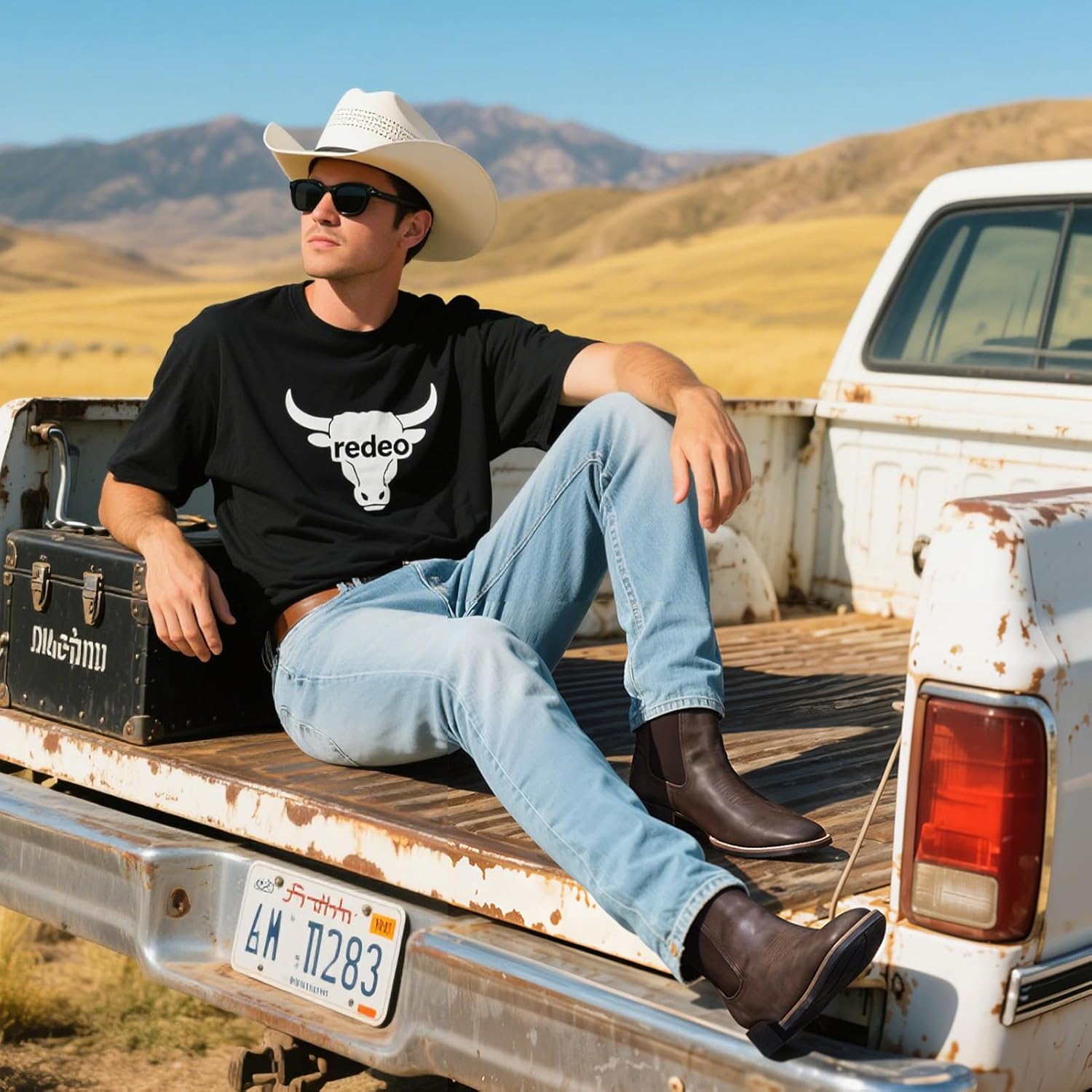 Western Cowboy Boots for Men - Mens Square Toe Chelsea Boots Ankle Cowboy Boots for Men Casual Retro Stylish Boots - Image 2