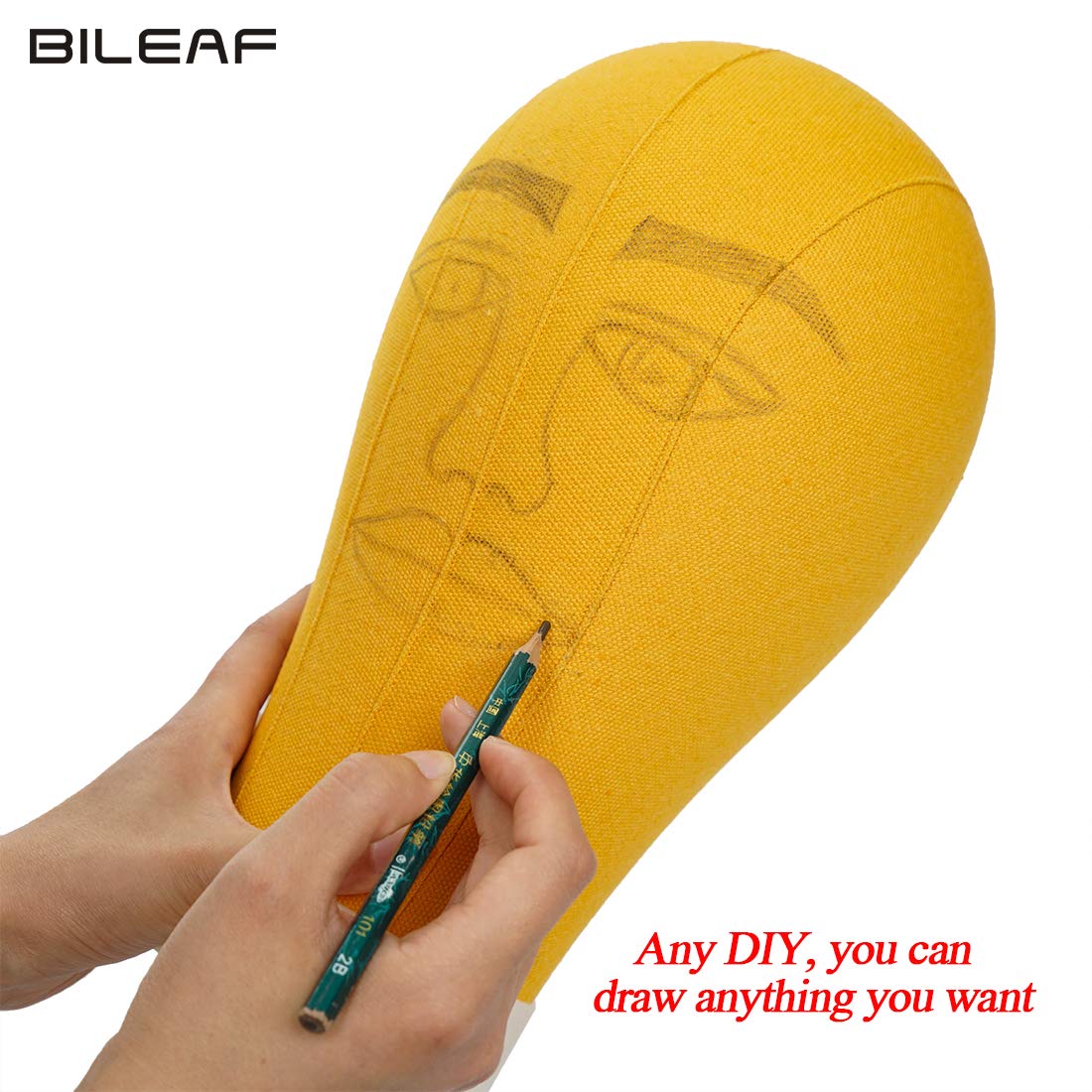 22 Inch Canvas Block Head Mannequin Wig Head With Stand Pink for Display with Mount Holes(Rosy)