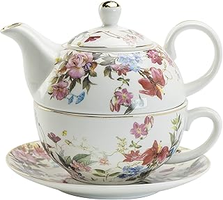 Porcelain 4-Piece Tea For One (Pink Blue Garden)