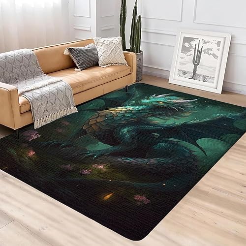 Vista 36 de Alfombra de dragón personalizada, con estampado de dragón de galaxia brillante, tapete grande de 5 x 8 pulgadas para sala de estar, dormitorio