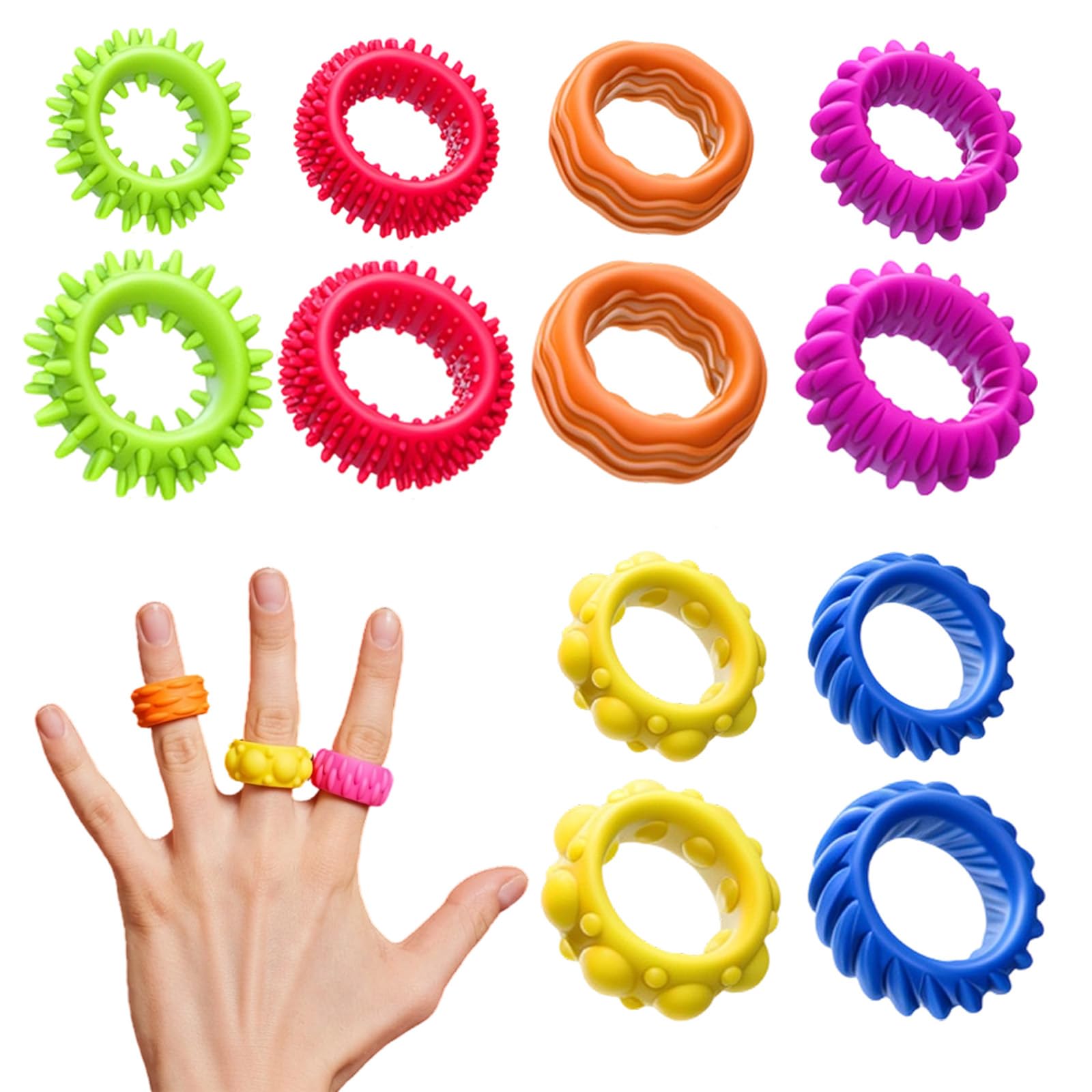 Yeefunjoy 4Pcs Bague Anti Stress Femme, Fidget Bague pour Femmes, Réglable Anneau Ouvert