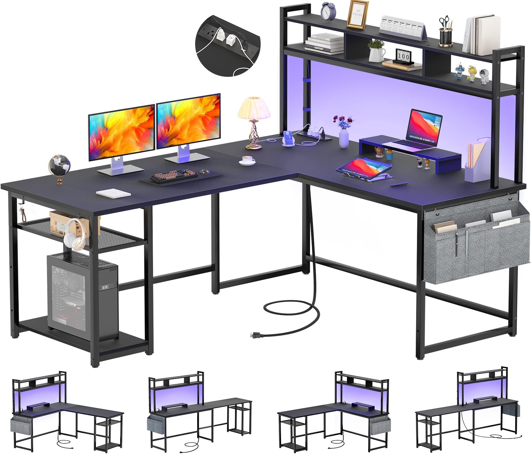 L Shaped Desk with Hutch