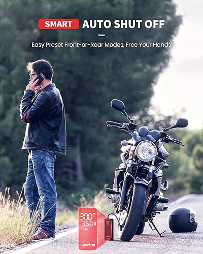 Miniatura 5 de LASFIT AIR BM1 - Bomba de motocicleta para bicicleta, inflado rápido de 20 segundos, inflador de neumáticos eléctrico portátil de 150 PSI con