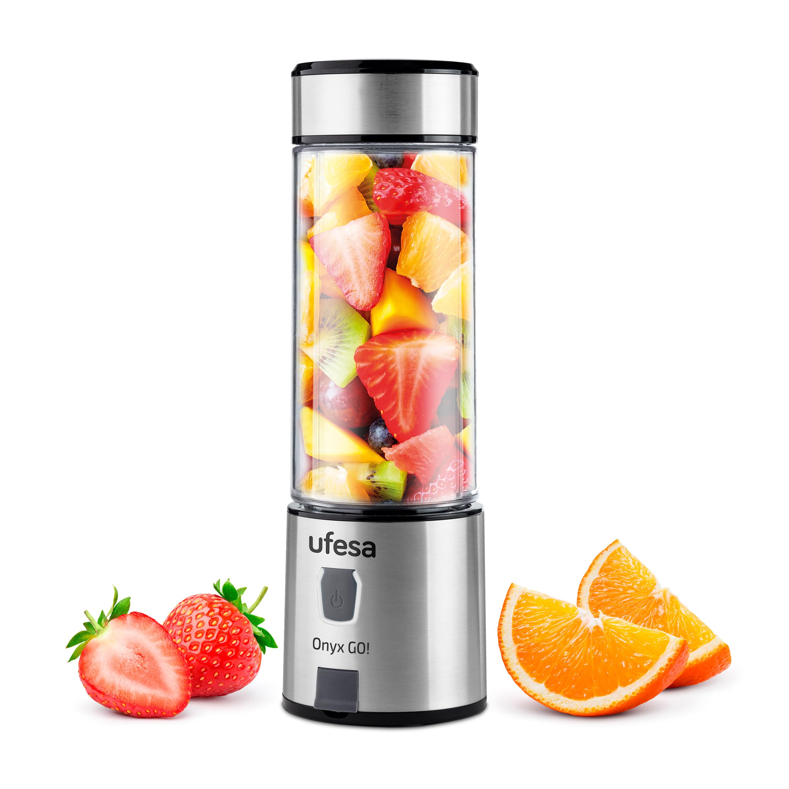 Mixeur Sport Acier Inoxydable Mixeur Portable Ufesa Onyx Go! - 400ml Rechargeable USB - 20 Utilisations Par Charge - Lames Acier Inoxydable Accessoire Cuisine Santé