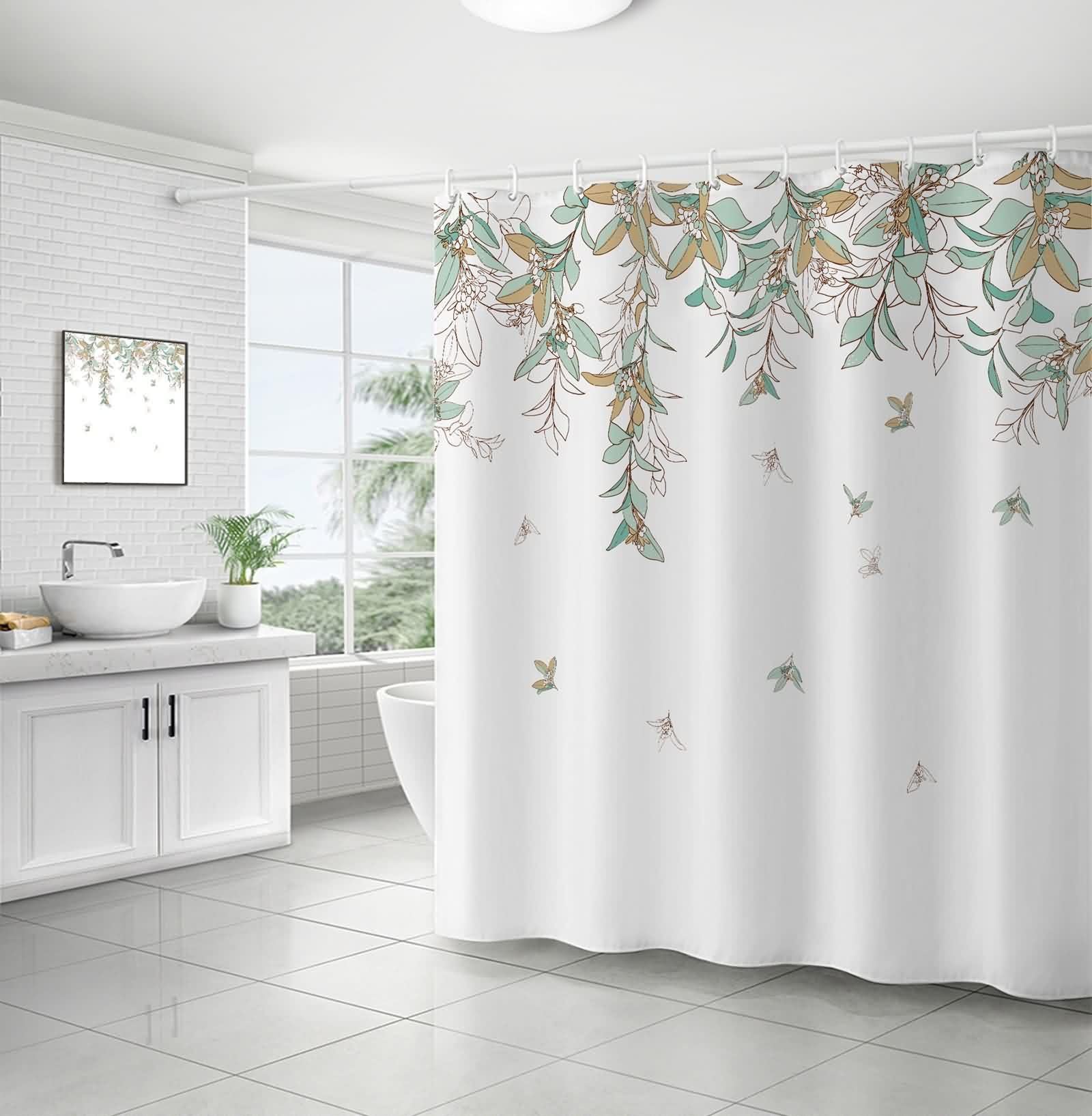 Rideau de douche textile polyester lavable rideau de salle de bain 90x180