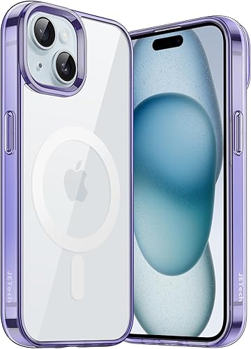 Miniatura 7 de JETech Funda magnética para iPhone 15 Plus de 6.7 pulgadas, compatible con carga inalámbrica MagSafe, a prueba de golpes, parte trasera transparente
