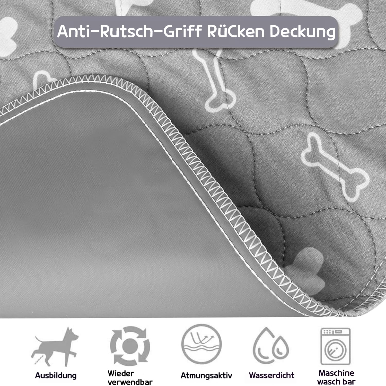 6er Welpenunterlage Waschbar Puppy Training Pads, 40 x 60cm Trainingsunterlagen,auslaufsicher und rutschfest Hundeurinpads, saugfähige Unterlage für Welpen, Alte Hunde oder inkontinente Hunde