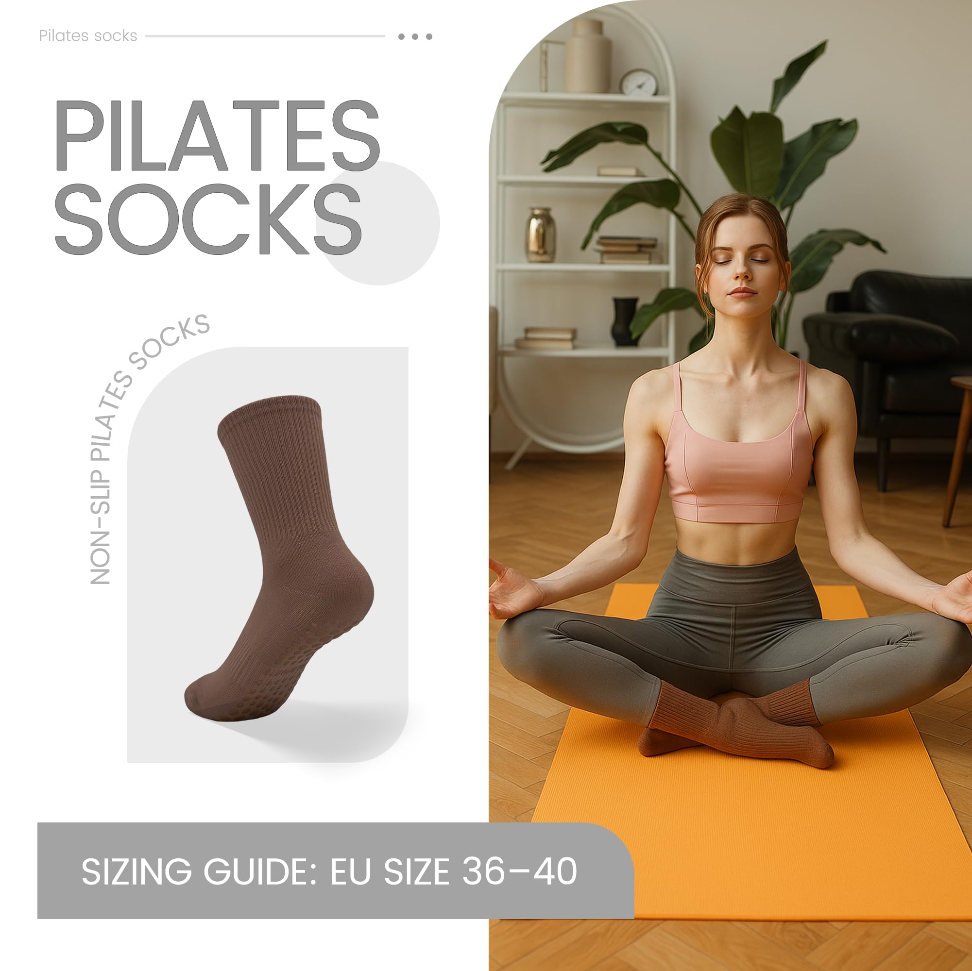 6 par skarpet do pilatesu, damskie skarpety 39-42, skarpety antypoślizgowe dla dorosłych