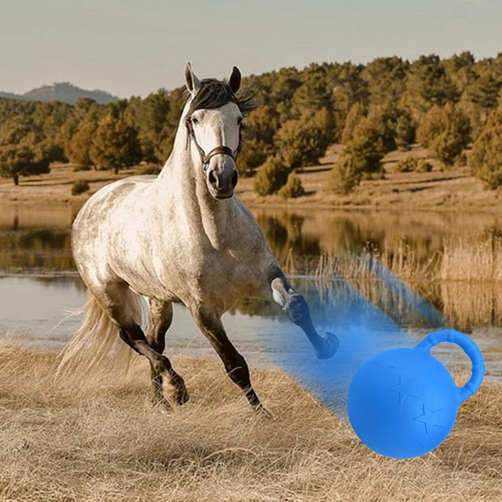 Pelota de Juego Goma, Pelota de Juguete para Perros, Pelota de Caballo para Entrenar Caballos, Accesorios de Juego, Azul Real