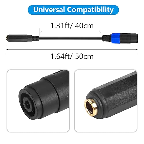 Miniatura 6 de CERRXIAN Cables de altavoz Speakon a 14 TS hembra mono Jack de 1.64 pies, adaptador de audio de altavoz macho TS Jack a Speakon de 0.250 in (14