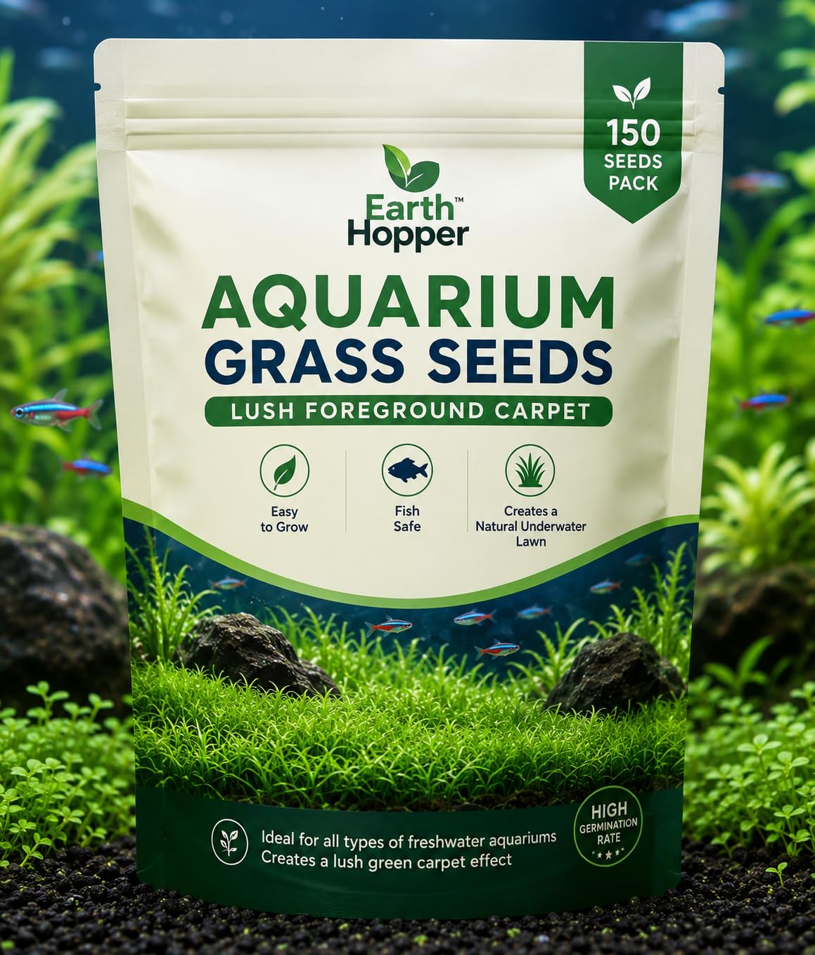 Aquarium Grass Seeds (150+ Seeds) - Easy to Grow Aquatic Plant for Lush Foreground Carpet - Fish & Shrimp Safe Natural Underwater Lawn-image-19