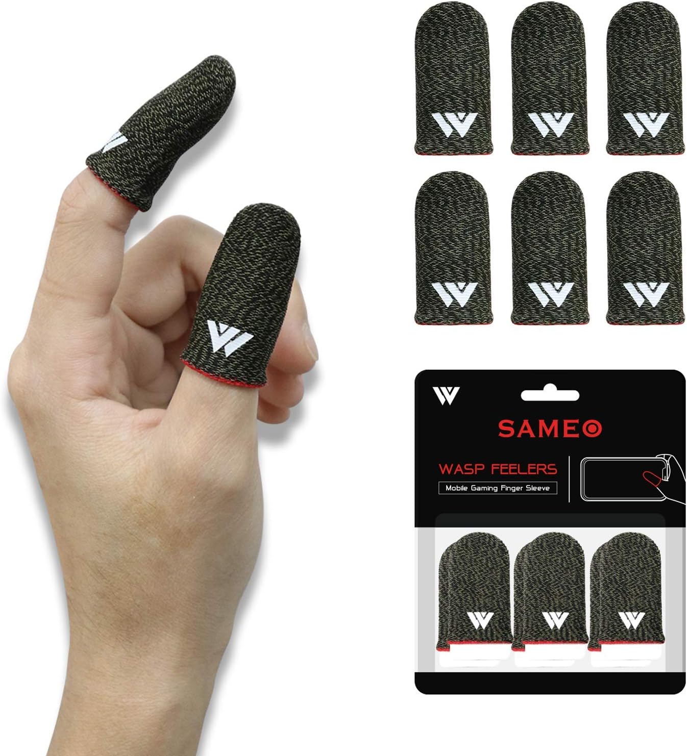 SAMEO Gaming Finger Sleeves for Mobile Game Controllers (Pack of 3 Pair) Anti-Sweat Breathable Seamless Thumb Finger Sleeve for League of Legend, PUBG, Rules of Survival, Knives Out (Gray)