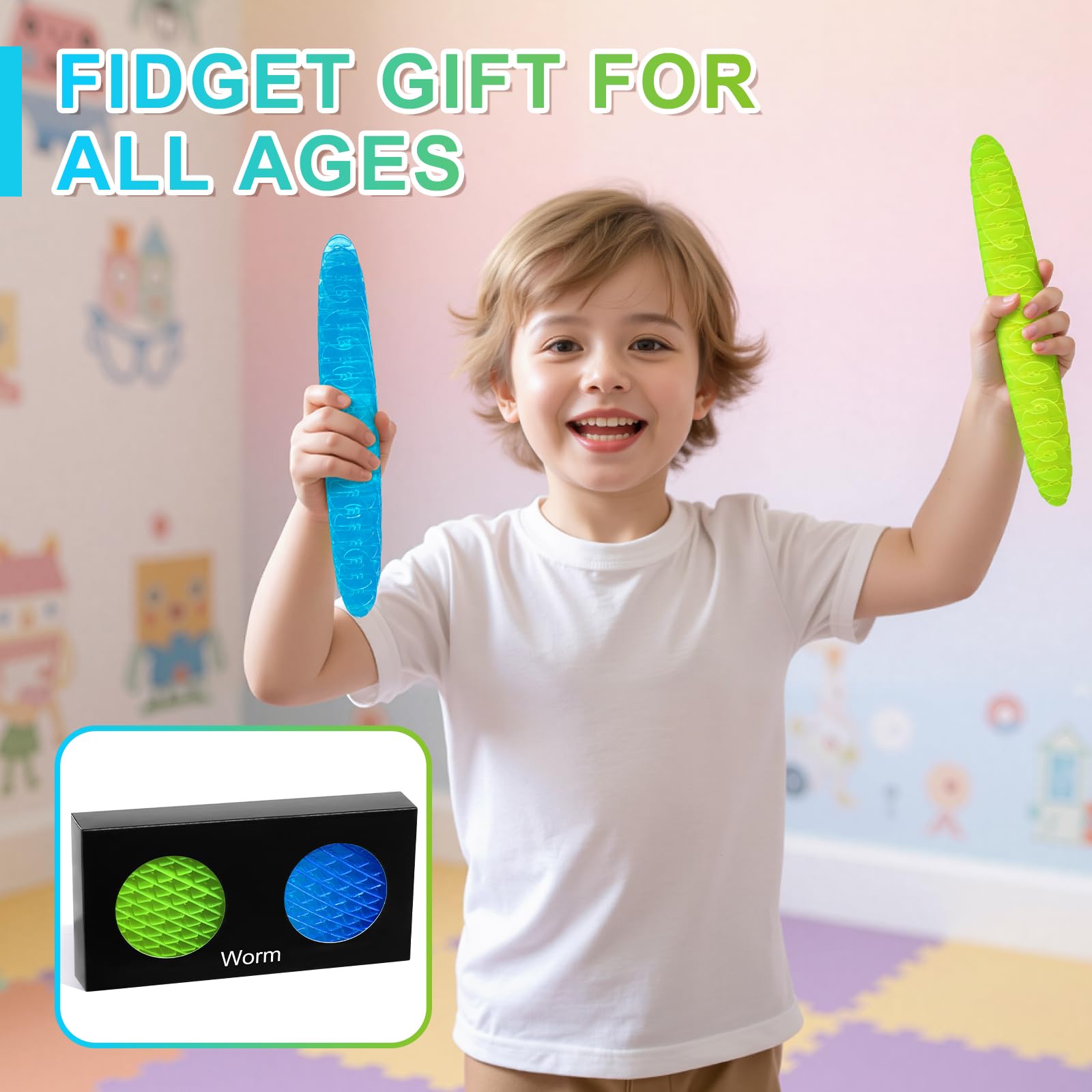 Juguete de gusano para ansiedad – Juguetes sensoriales para adultos | Juguetes sensoriales para niños con autismo y TDAH | Fidgets para niños y adolescentes | Herramientas calmantes para el estrés |
