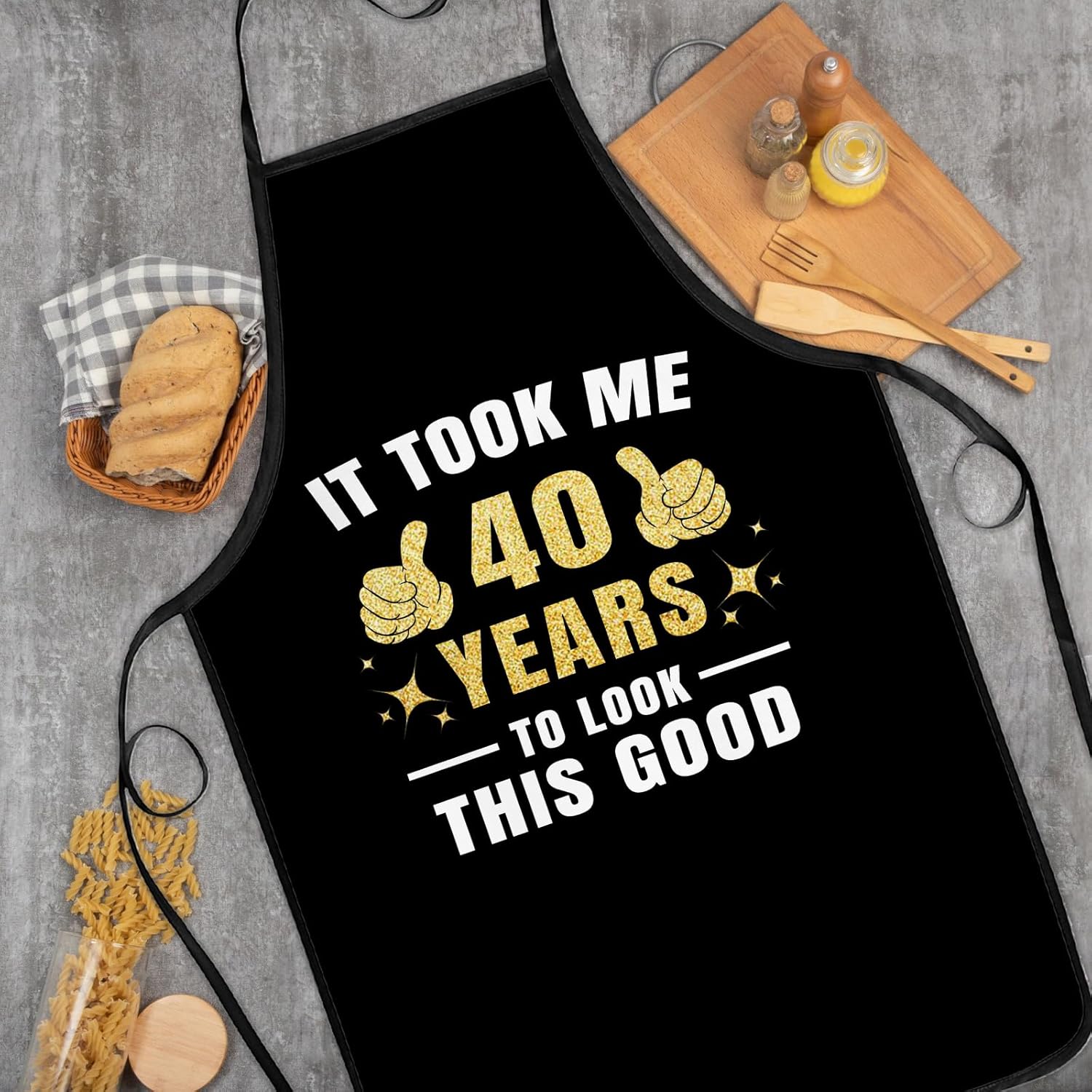 40th 45th 50th 55th 60th Birthday Gifts for Women Men, Funny Chef Apron for Women Men Grilling Cooking Baking - Image 6