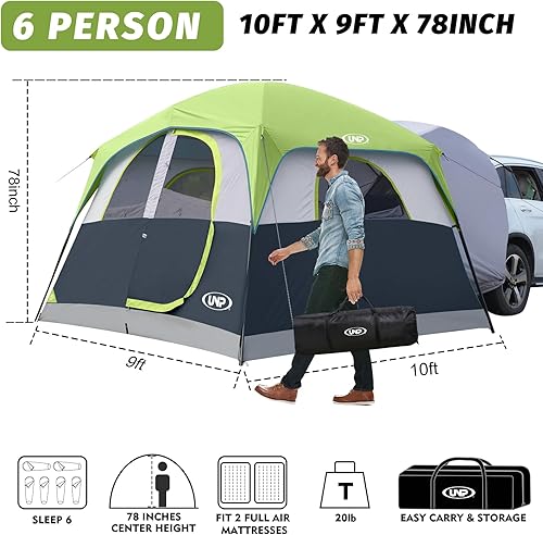 Miniatura 2 de UNP Tienda de campaña SUV para acampar, tienda de campaña SUV para 6 personas con portón trasero - fácil instalación con sobretecho, 10'x9'x78in(H)