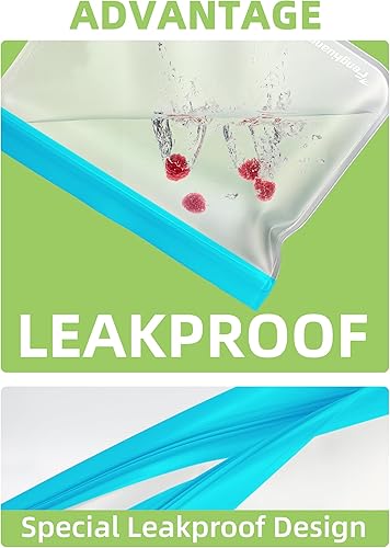 Miniatura 4 de 24 bolsas reutilizables de almacenamiento de alimentos, bolsas para congelador con paquete sin BPA (8 bolsas reutilizables de galón + 8 bolsas