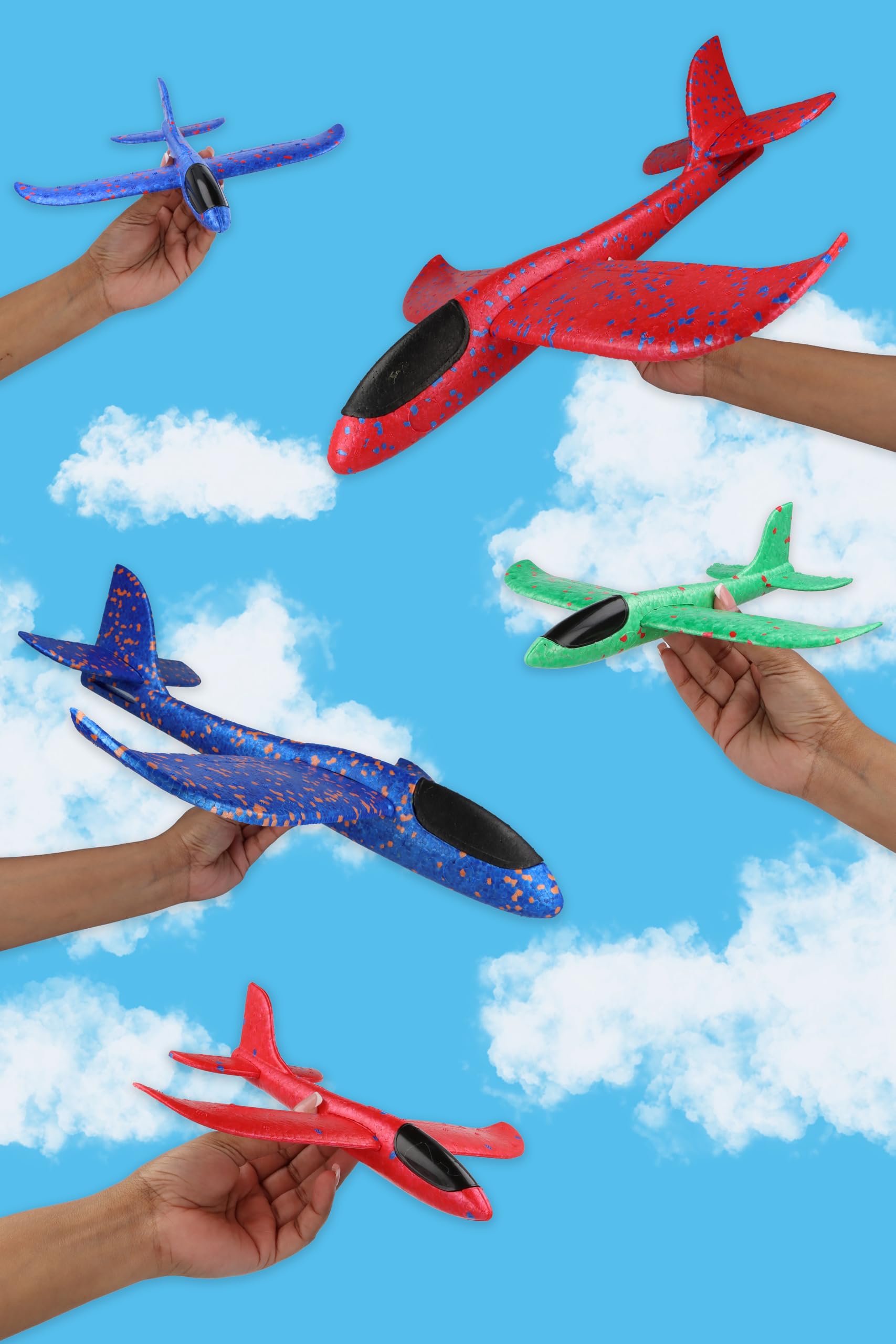 HENBRANDT Single Large Foam Airplane Glider for Kids 48cm Glider Planes Self-Assembly Throwing Aeroplane in 3 Colours EPP Foam Flying Gliders Outdoor Summer Toys for Boys and Girls - Image 3