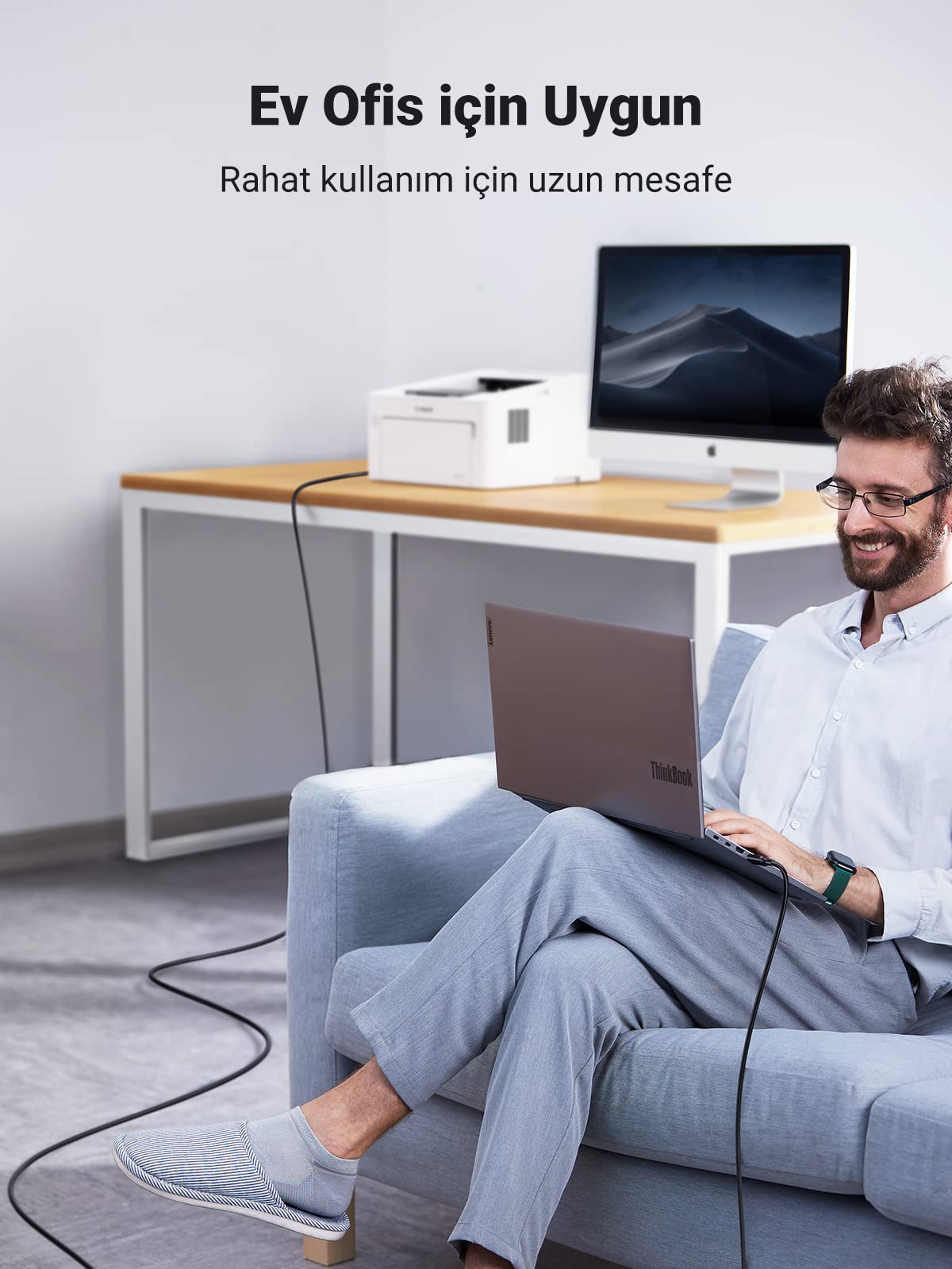 Ugreen USB den USB-B ye Yazıcı Tarayıcı Kablosu, 1.5 Metre