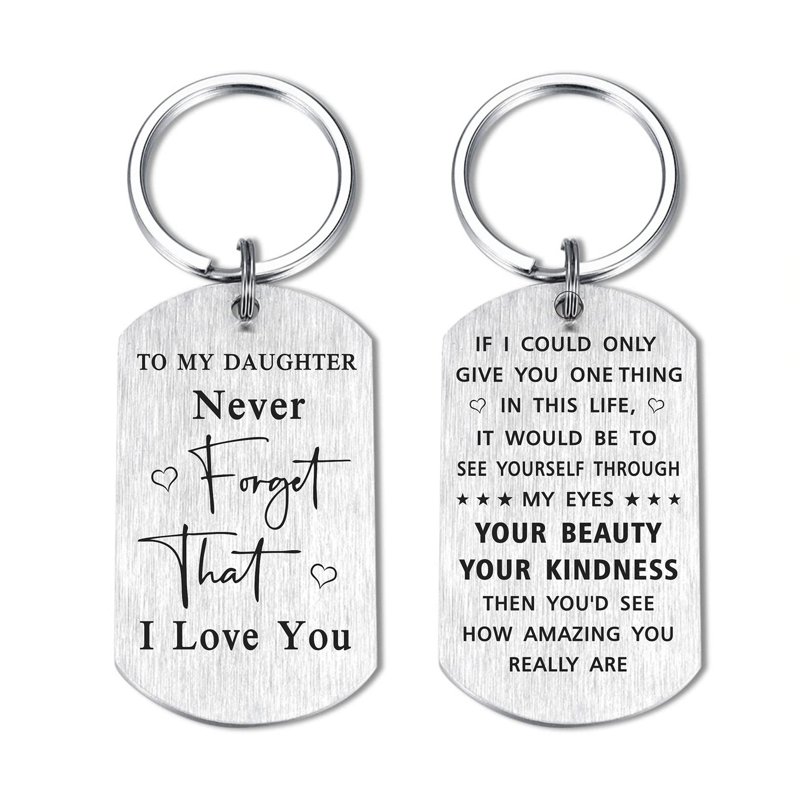 Portachiavi Yobent 'I Love You Daughter' In Acciaio Inossidabile, Regalo Per Figlia Da Mamma E Papà, Compleanno Laurea Natale - 3