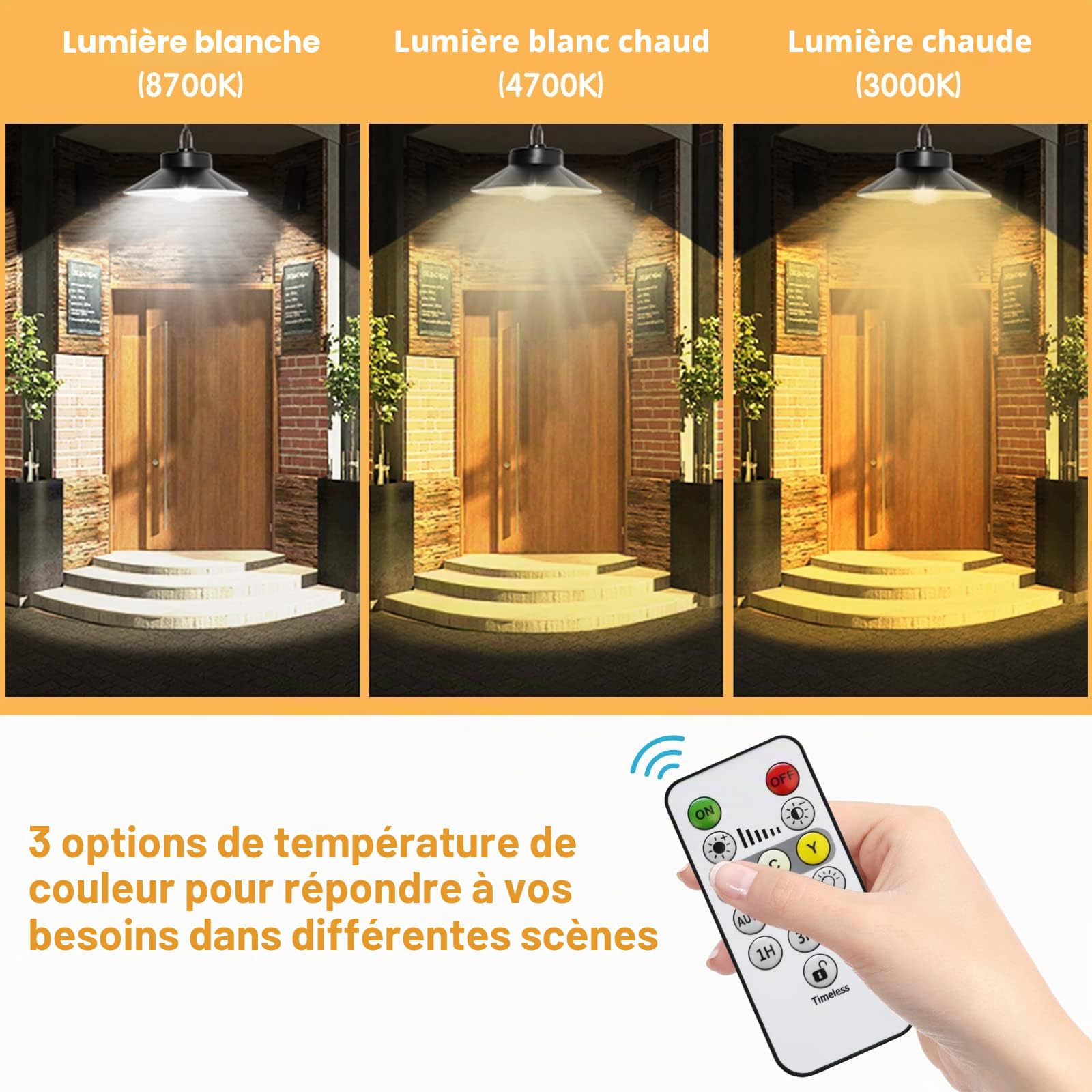 Lampe Solaire Exterieur,Lampe Suspendue Solaire ave Détection Crépusculaire | 3 Température de Couleur Lumière Solaire Intérieure,Lustre Solaire/6 Luminosité/IP65 Étanche pour Jardin/Terrasse-5M