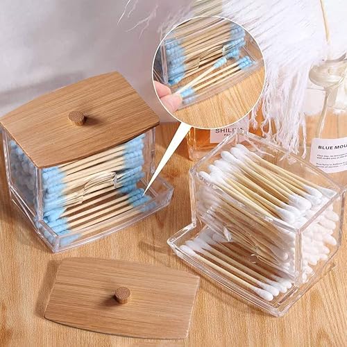 Miniatura 3 de Soporte redondo de algodón para hisopos de algodón, soporte para bolas de algodón, soporte para hisopos de algodón, juego de baño, organizador y