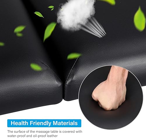 Miniatura 7 de Mesa de masaje cama de spa de 77 pulgadas de largo 30 pulgadas de ancho altura ajustable 2 pliegues de 3 pulgadas de densidad esponja portátil cuna