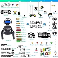 Vista 2 de 56 Pieces Gamer Wall Decals Gaming Controller Joystick Decals Removable Video Games Stickers Game Boy Wall Art for Bedroom Playroom Decoration
