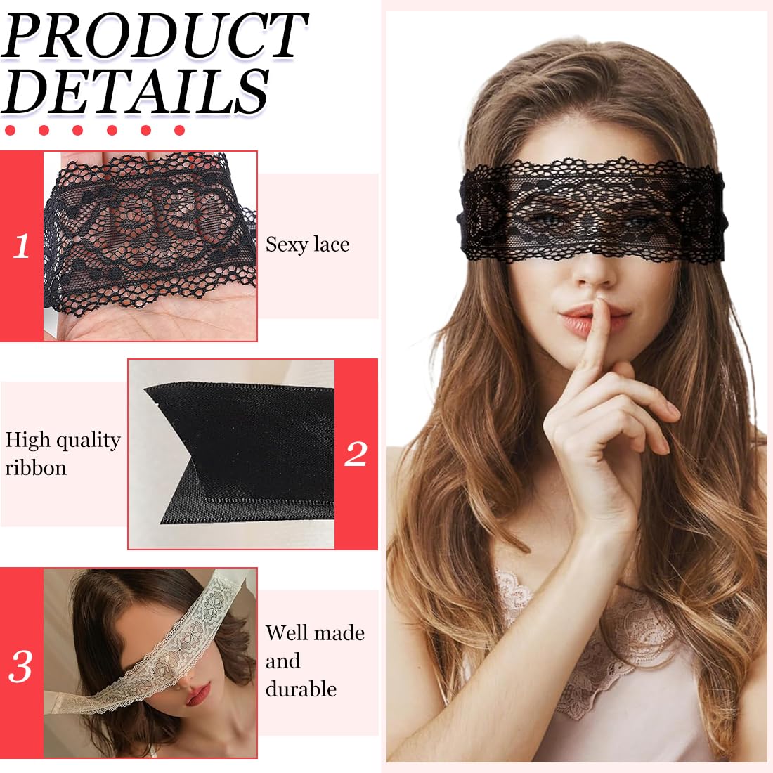 Mascherine per occhi, 4 Pezzi, Occhi per Dormire, Maschera Maschera Degli Occhi per Occhi per Coppie Dormire, morbide, per adulti, per dormire, per San Valentino, comode, per donne e coppie, Pizzo