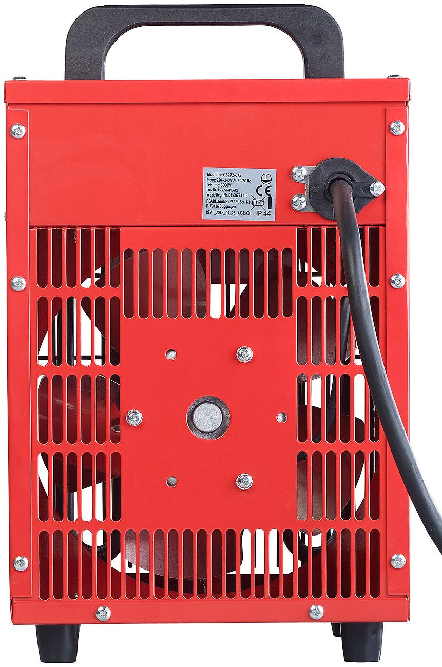 AGT Heizlüfter Baustelle: Profi-Industrie-Elektro-Heizlüfter mit 3.000 Watt und 3 Heizstufen (Heizstrahler Baustelle, Werkstatt 230V, Winter)