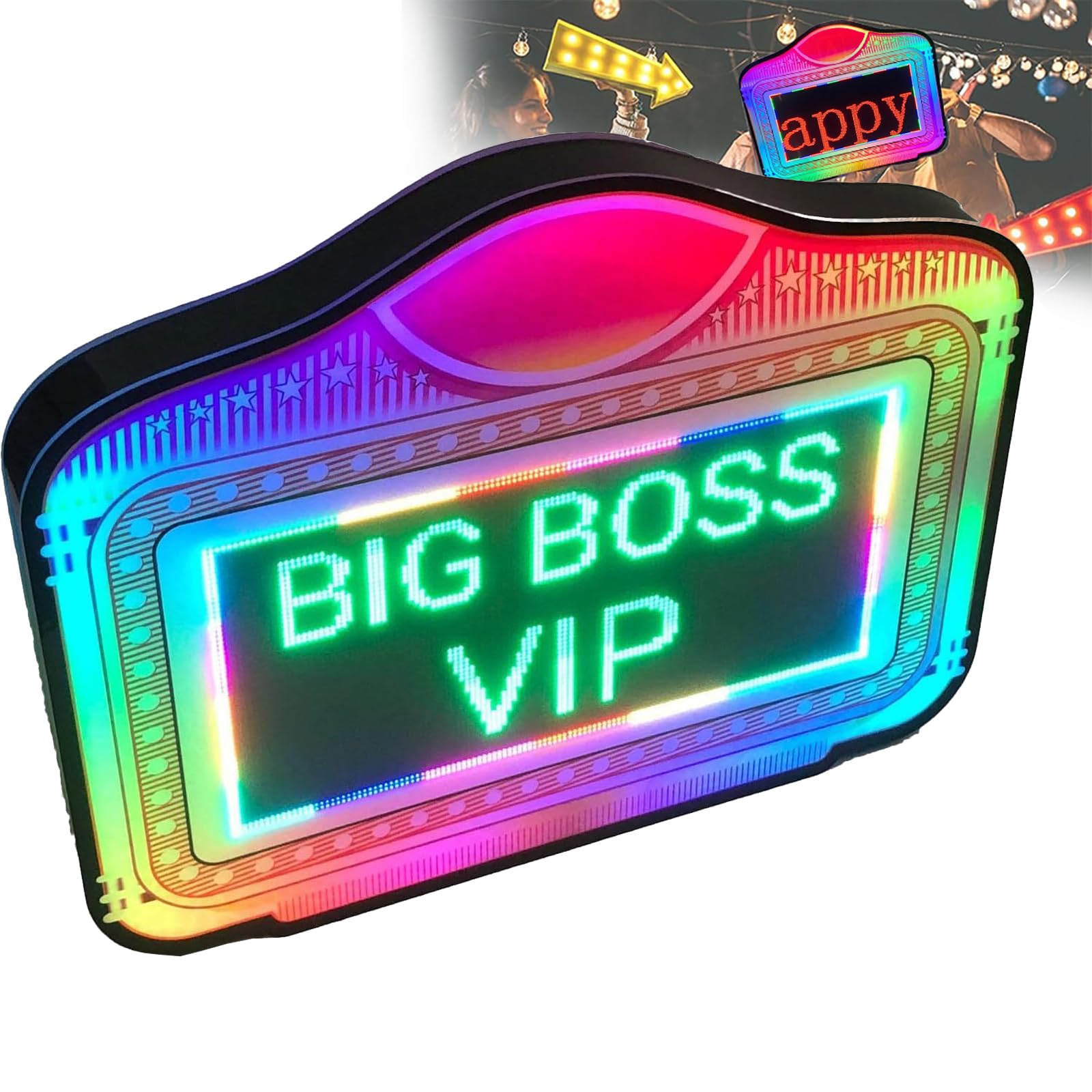 LED-letterbordflespresentator VIP-bord, aanpasbaar Vip-servicebord met kleurverandering en verwisselbare letters - Perfect voor club, nachtclub, feest, bar,CustomizedB