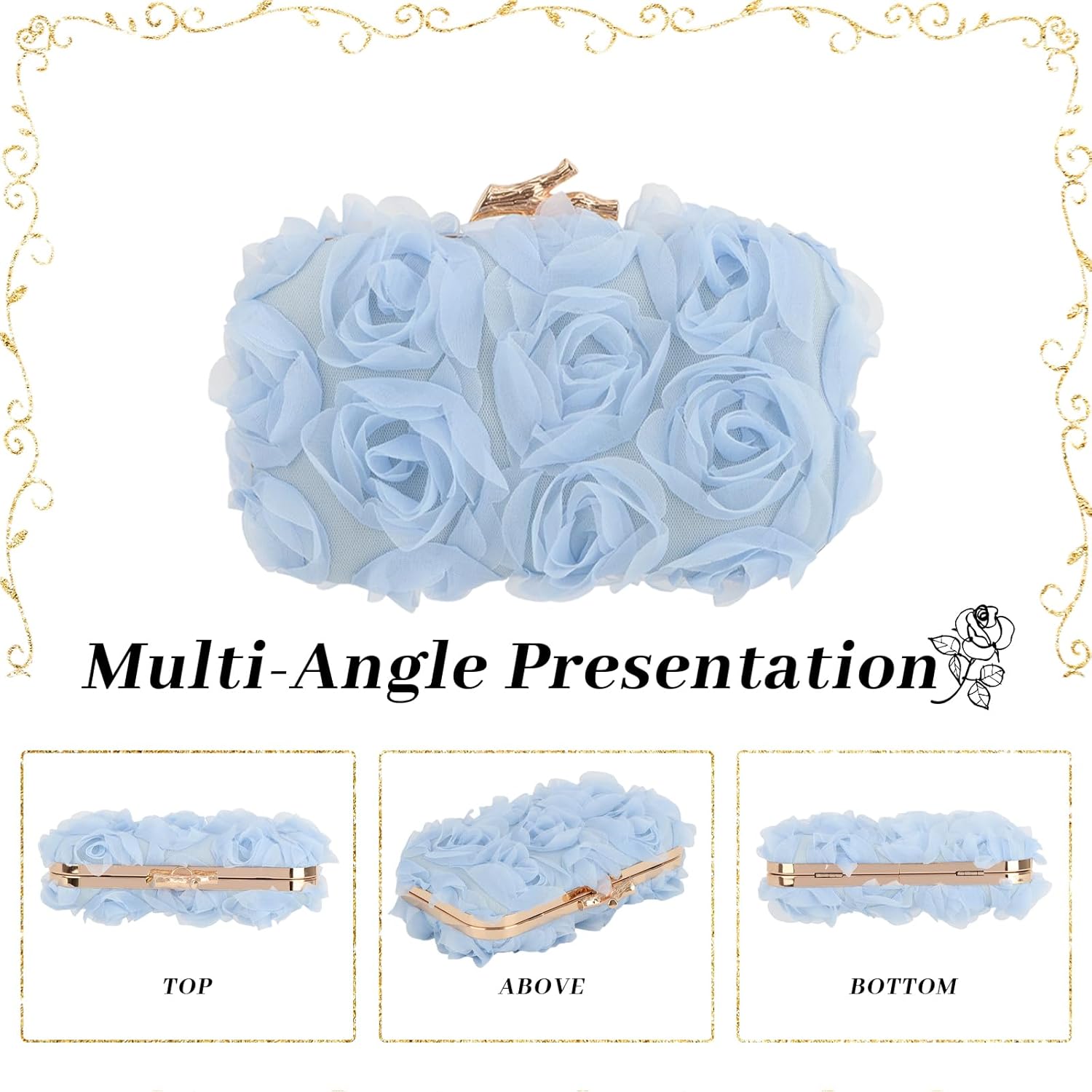 Lanpet Women Clutches Purse Lace Formal Flower Evening Handbag Chain Strap Shoulder Bag