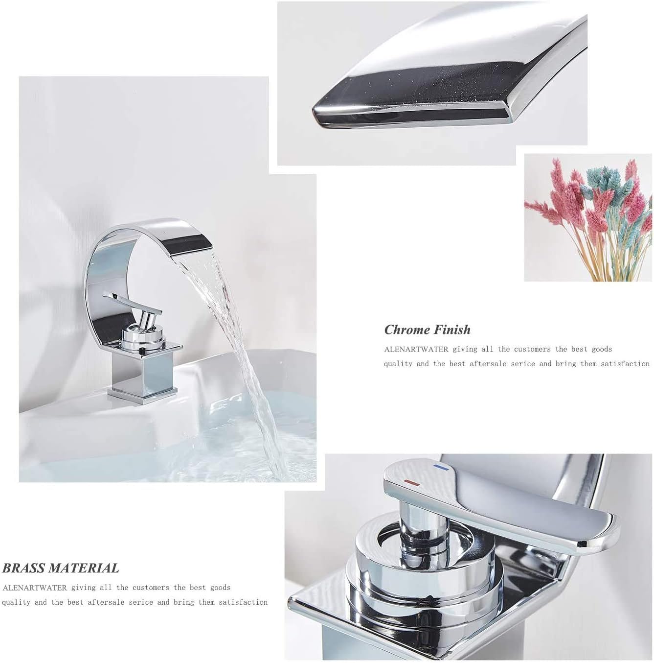 🛒 Crazy Deals ALENARTWATER Bathroom Faucet Chrome Bathroom Sink Faucet Waterfall Spout Single Handle Bathroom Faucet Commercial Modern Lavatory Basin Faucet Deck Mount Lead-Free