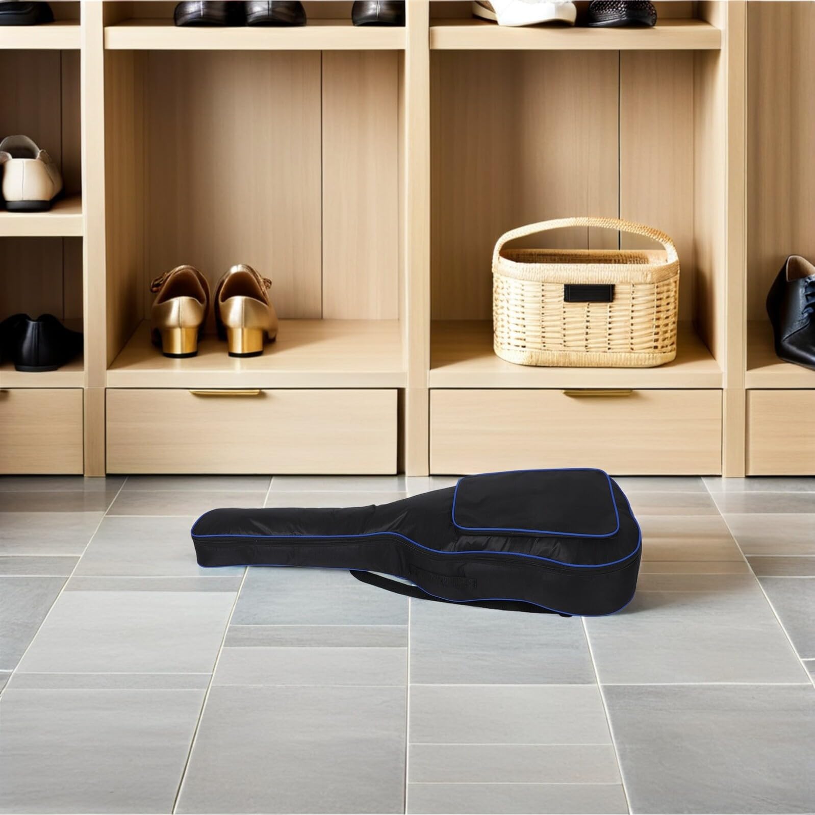 GLEAVI Bolsa para Guitarra Acústica de 41 Pulgadas y Acolchada Gruesa Borde Azul, Mochila Portátil para Guitarra Eléctrica, Funda Engrosada Resistente al Agua para Viajes y Conciertos