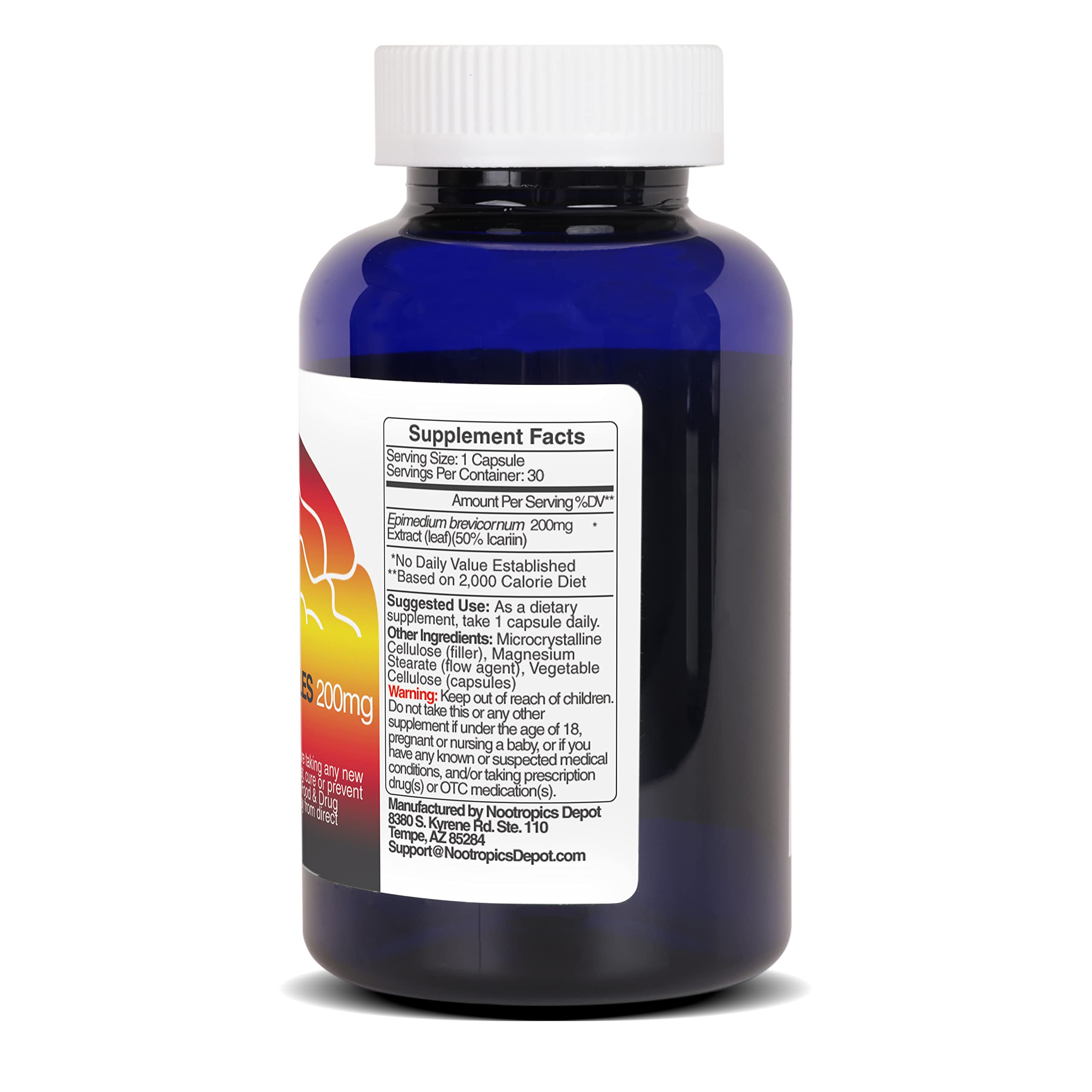 Nootropics Depot Horny Goat Weed Capsules | 200mg | 30 Count | Minimum 50% Icariin | Epimedium brevicornum — Amazon image 9
