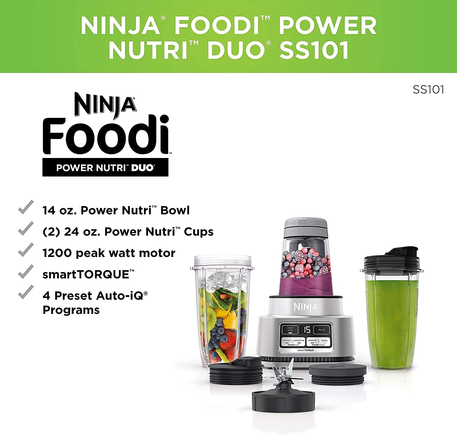 Amazon.com: Ninja Foodi SS100 Batido de fuente y extractor de nutrientes  1100 W (renovado) : Hogar y Cocina