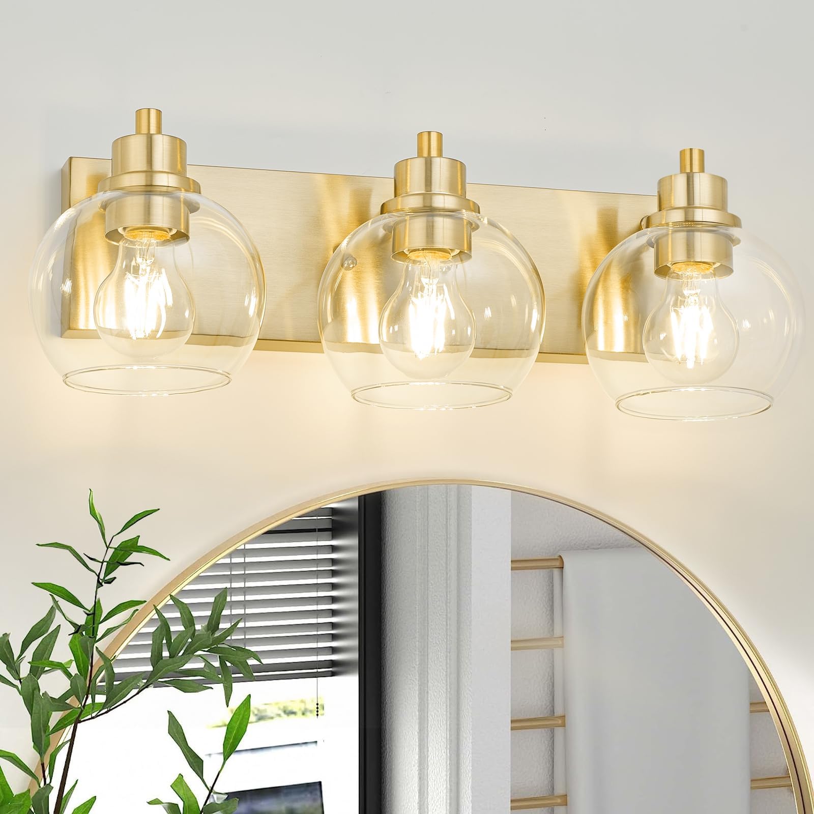 RUZINIU Bathroom Light Fixtures Brushed Gold Vanity Light Over Mirror ...